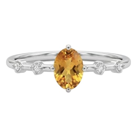 Citrine Cubic Zirconia Stacking Ring in 925 Sterling Silver, November Birthstone Ring Us 7 For Sale