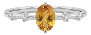 Citrine Cubic Zirconia Stacking Ring in 925 Sterling Silver, November Birthstone Ring Us 7