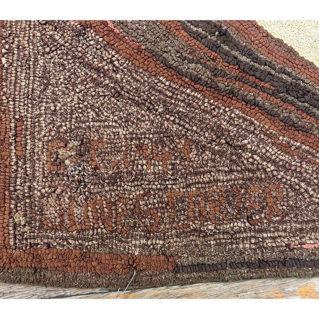 1880s Traditional Beige Antique Roses Folk Art American Hooked Knotted Wool Rug For Sale - Image 9 of 9