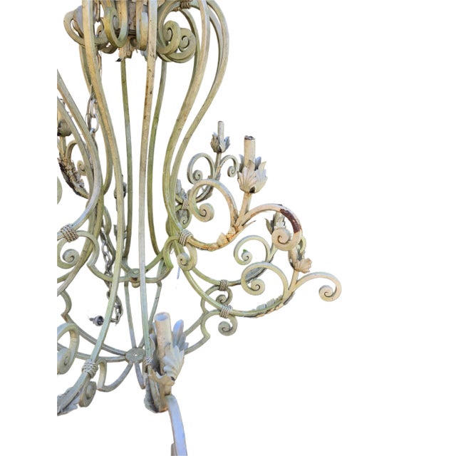 Silver Wrought Iron Chadelier 12 Lights For Sale - Image 8 of 12