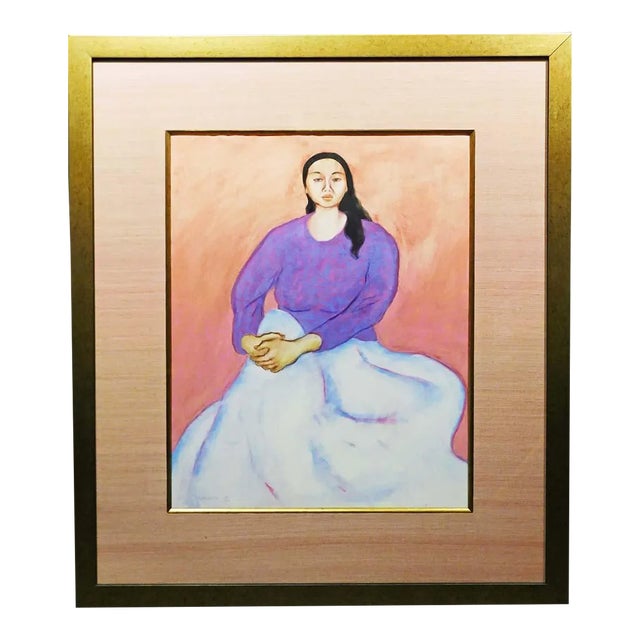 Rc Gorman "Cherokee" Original Pastel on Paper with Custom Frame For Sale