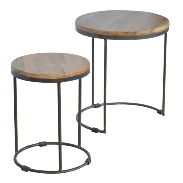 Industrial Solid Wood Nesting Stools (2 Pcs) For Sale - Image 4 of 8