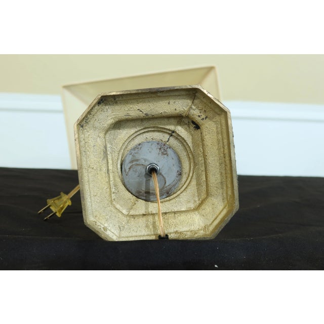 Metal 1990s Pine Cone Top Brass Column Lamp W/ Shade For Sale - Image 7 of 8