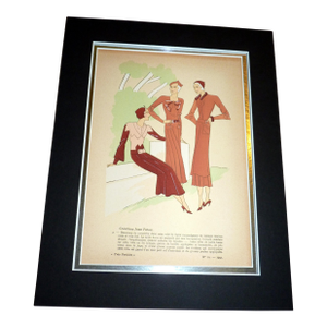1932 Art Deco Fashion Pochoir "Trés Parisien" No. 10 Paris Designer Jean Patou Matted