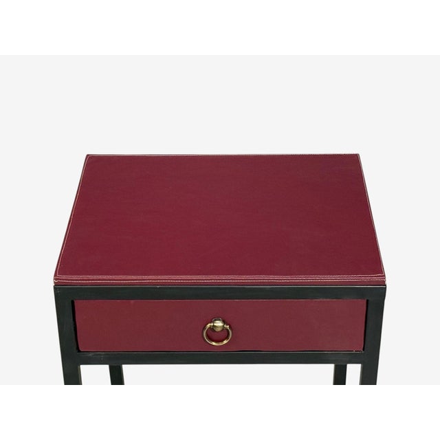 Jean-Michel Frank Style, Nightstands, Burgundy Leather, Iron For Sale In New York - Image 6 of 12