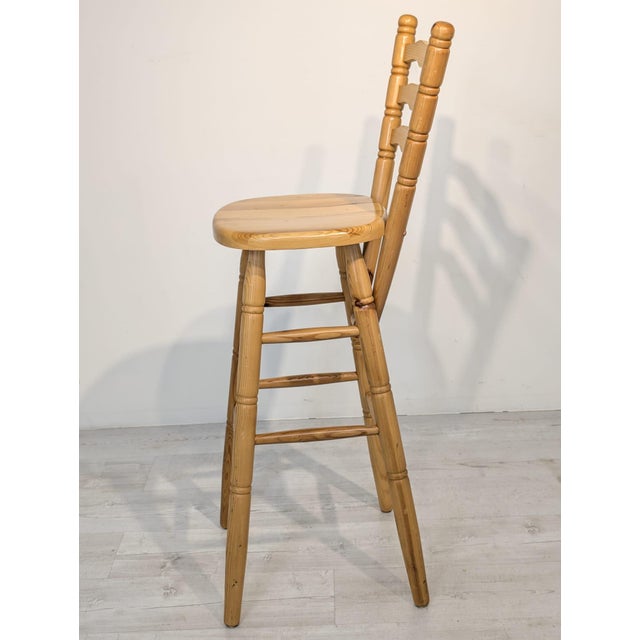 Pine Bar Stool with Backrest For Sale - Image 15 of 18