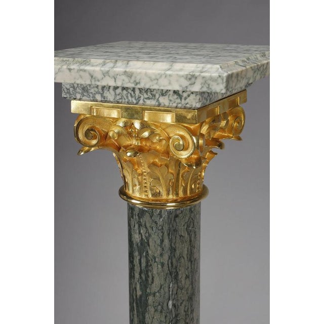 Columns in Green Estours Marble and Light Green Base, 1900, Set of 2 For Sale - Image 12 of 18