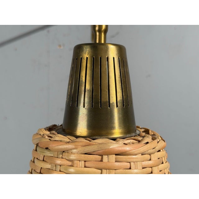 1970s Ateljé Lyktan, Articulating Wall Light, Brass, Cane, Teak For Sale In New York - Image 6 of 8
