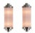 Vintage Art Deco Light Old Lamp Wall Sconces Fixture Nickel Brass & Pink Glass Rod Ship Light - Pair For Sale - Image 4 of 4