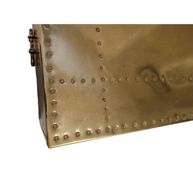 1970s Brass-Clad Riveted Campaign Trunk Coffee Table / 2-Drawer Chest For Sale - Image 11 of 11