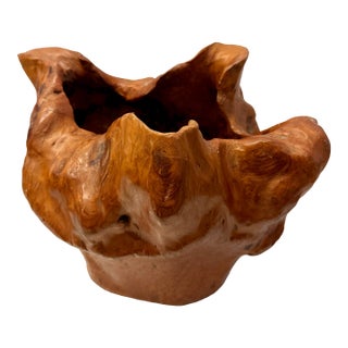 Vintage Hand-Carved Burl Wood Sculptural Bowl For Sale