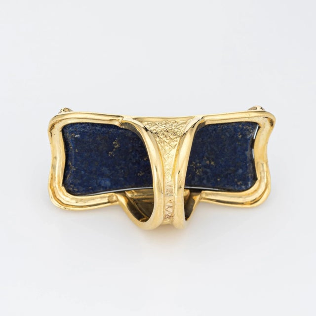 Mid 20th Century Mid 20th Century Huge Lapis Lazuli Ring Vintage 18k Yellow Gold Cocktail size 5 For Sale - Image 5 of 7