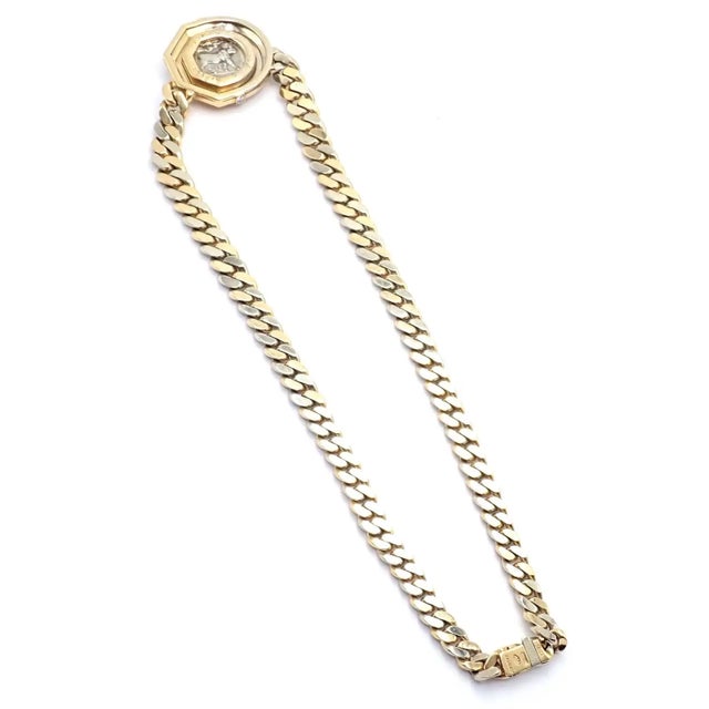 1980s Bulgari Antique Coin Monete Diamond Yellow & White Gold Link Chain Necklace For Sale - Image 5 of 17