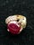 Bochic “Orient” Natural Multi Sapphire & Ruby Ring Set 18K Gold & Silver For Sale - Image 4 of 12