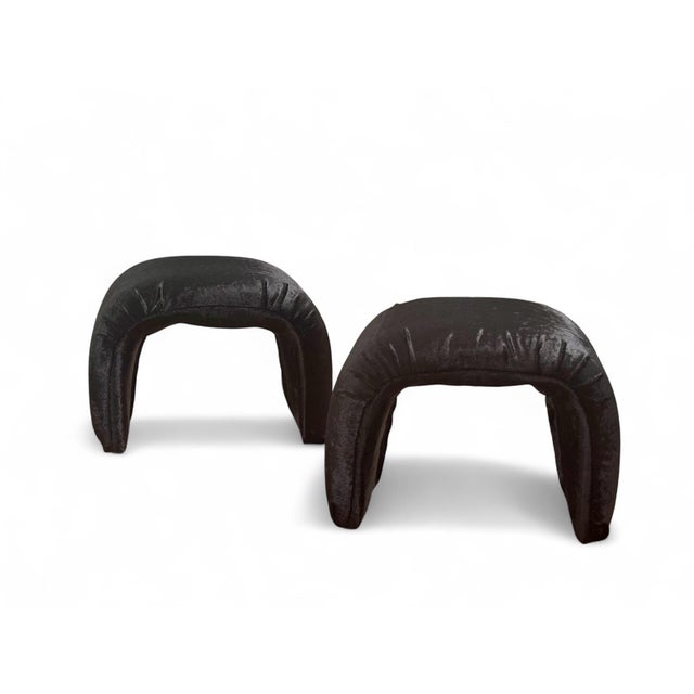1970s 1970s Postmodern Springer Style Rabbit Fur Waterfall Benches - A Pair For Sale - Image 5 of 10