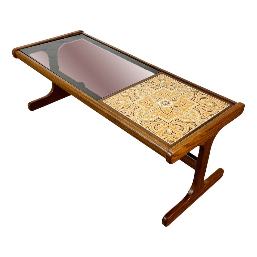 Mid-Century Long Glass and Ceramic Coffee Table from G-Plan, 1960s