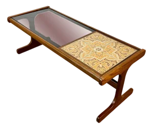 Mid-Century Long Glass and Ceramic Coffee Table from G-Plan, 1960s