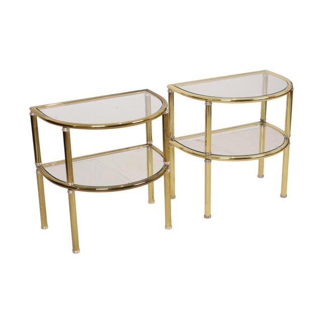 Mid-Century Modern Hollywood Regency Side Tables in Chrome and Smoked Glass, 1970s, Set of 2 For Sale - Image 3 of 18