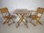 Folding vintage garden furniture set made of solid wood from the 1970s. The 3-piece set consists of a height-adjustable...