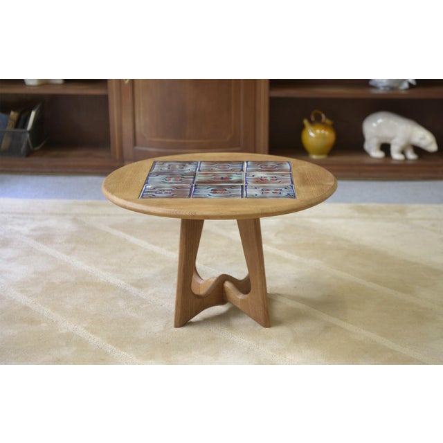 Oak Side Table by Guillerme and Chambron and Ceramic by Danikowski for Votre Maison, 1950s For Sale - Image 11 of 11