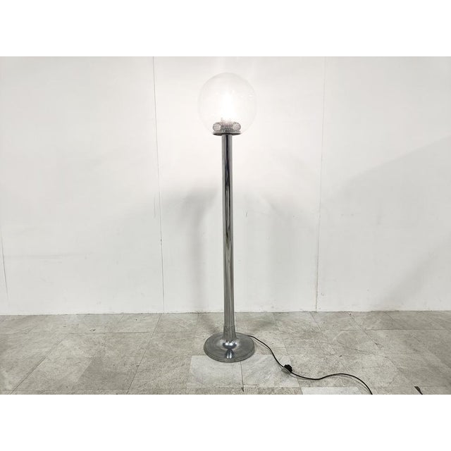 Vintage Chrome and Glass Floor Lamp, 1970s, in Good conditions. Designed 1970 to 1979 Up to 250V (Europe/UK Standard).The...
