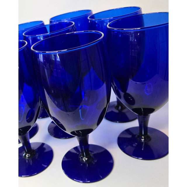 Glass Vintage 90s Cobalt Goblets- Set of 8 For Sale - Image 7 of 10