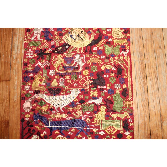 Late 20th Century Egypian Textile Embroidery with a pictorial design Measures: 1'10'' x 7'10''.