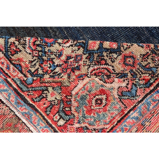 Antique Persian Sultanabad Rug With Medallion on a Navy Blue Field For Sale - Image 14 of 15