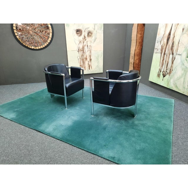 Vintage Italian Club Chairs in Leather, 1980s, Set of 2 For Sale - Image 11 of 14