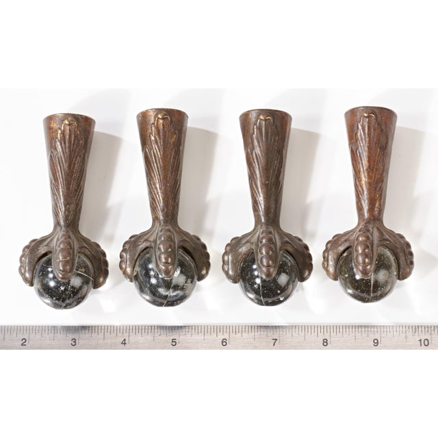 English Set of 4 Antique 19th Century Claw and Ball Feet for Table For Sale - Image 3 of 6