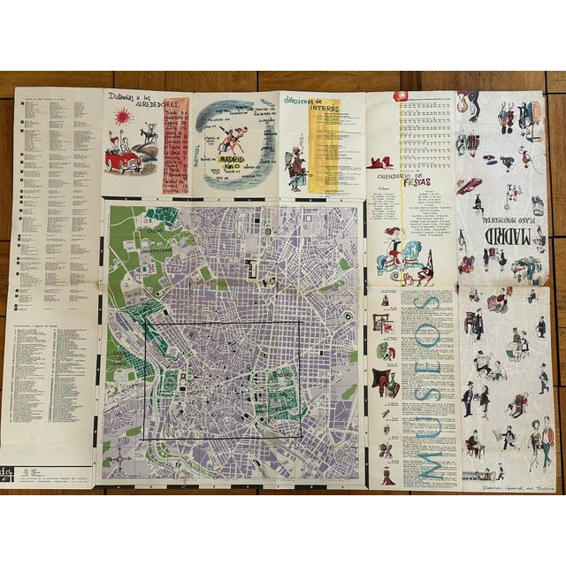 Brown Vintage Pictorial Map of Madrid Spain For Sale - Image 8 of 12