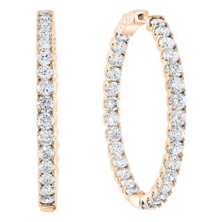 7.92 Carat Diamond Inside Out Hoop Gala Cocktail Earrings in 14 Karat Rose Gold For Sale