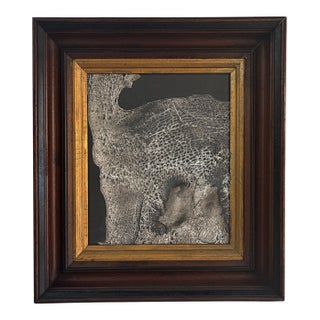 "Elephant" Black Abstract Painting in Antique Frame, Transitional Wall Art by JTS For Sale