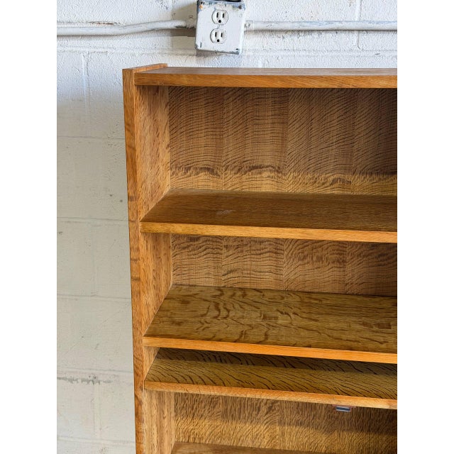 Oak Bookcase With Open Shelves and Drop-Down Door Danish Mid-Century Modern 1960s For Sale - Image 10 of 10
