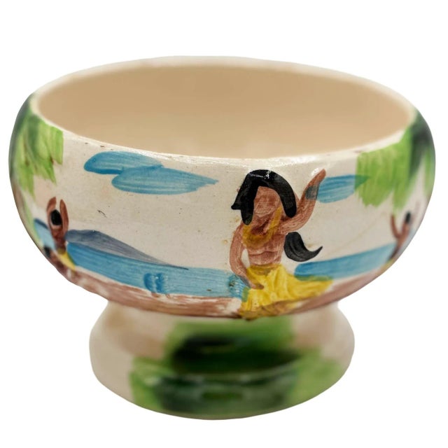 1950s Hand Painted Harveys Casino Lake Tahoe Hula Scorpion Tiki Mug Bowl For Sale - Image 4 of 9