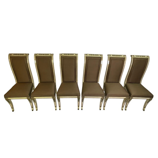 Hollywood Regency Mid-20th Century Directoire-Style Dining Chairs, Set of 6 For Sale - Image 3 of 16