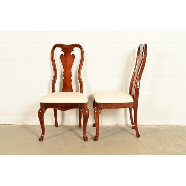 Thomasville Queen Anne Carved Solid Mahogany Dining Chairs | Set of Four For Sale - Image 10 of 13