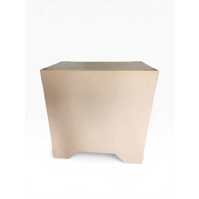 Vintage Chinoiserie Lacquered Nightstands – Pair With Brass Hardware & Hand-Painted Detail For Sale - Image 4 of 10