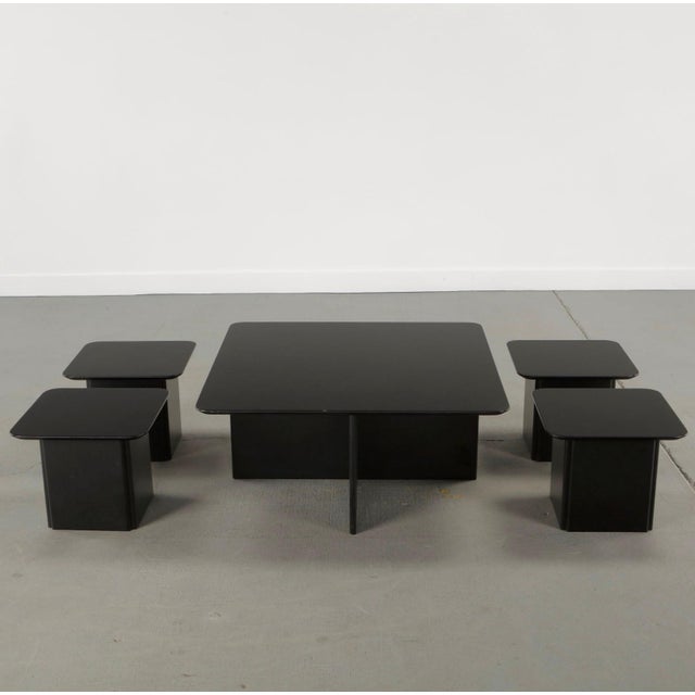 Late 20th Century Italian Nesting Coffee Cocktail Table Set Black Lacquer For Sale - Image 13 of 18