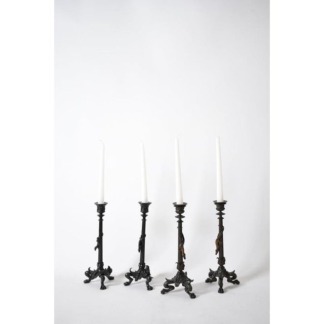 Tripod Zoomorphic Bronze Candleholders, Set of 4 For Sale - Image 5 of 5