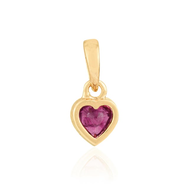 Victorian Heart-Cut Natural Ruby Bezel Set Solitaire Pendant in 14k Gold For Sale - Image 9 of 15