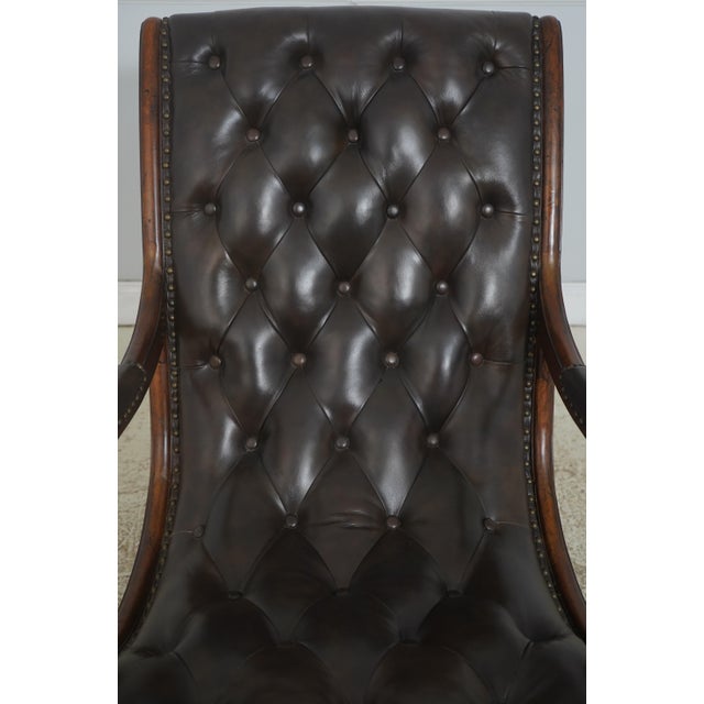 Brown Tufted Leather Rocking Chair For Sale In Philadelphia - Image 6 of 18