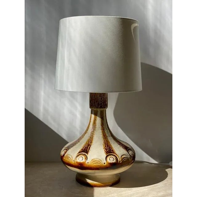 1960s Large Ceramic Table Lamp with Stripes from Søholm, 1960s For Sale - Image 5 of 7
