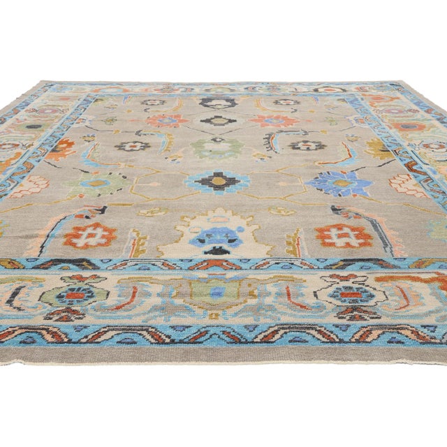 Contemporary Vintage Modern Turkish Oushak Rug - 10'00 X 13'04 For Sale - Image 3 of 9