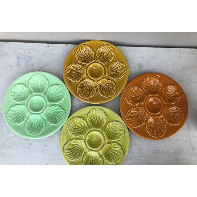 French Orange Majolica Oyster Plate Proceram, Circa 1950 For Sale - Image 4 of 8