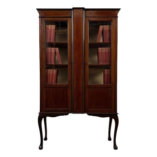 Early 20th Century Antique English Mahogany Glazed Display Cabinet For Sale