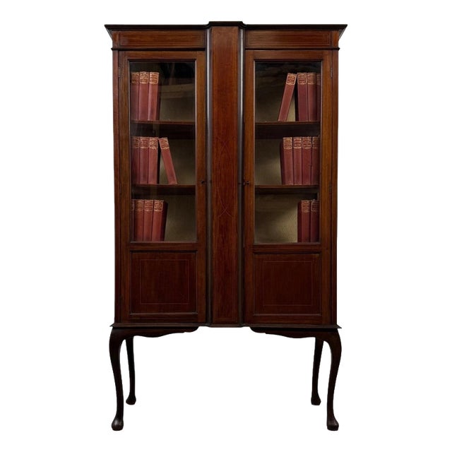 Early 20th Century Antique English Mahogany Glazed Display Cabinet For Sale