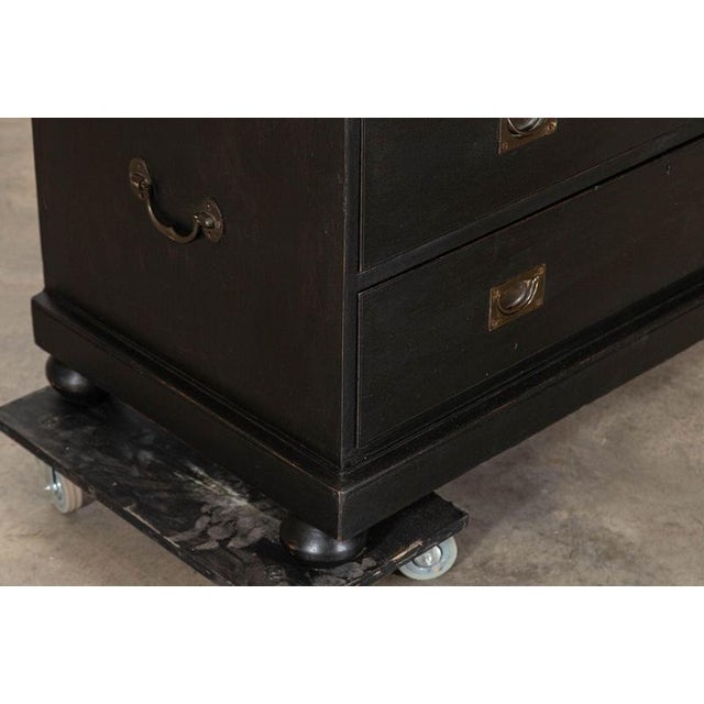 Large 19th Century English Ebonised Teak Campaign Chest Drawers, 1880 For Sale - Image 14 of 16