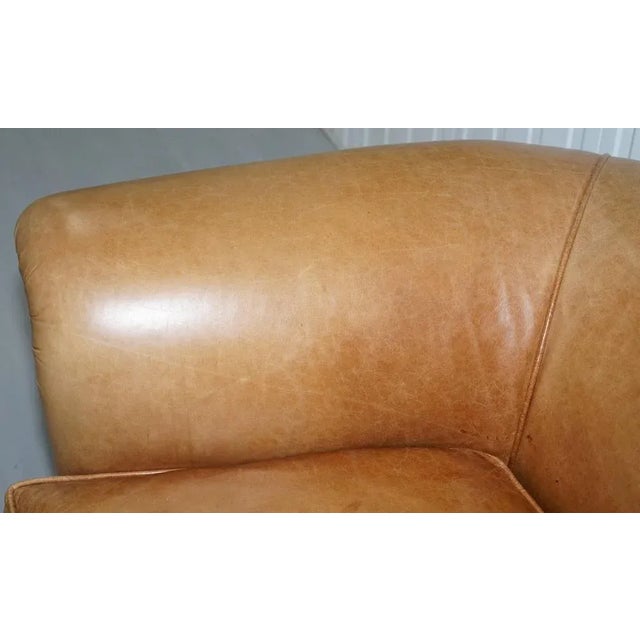 Animal Skin Vintage Victorian Style Brown Leather Club Sofa For Sale - Image 7 of 18