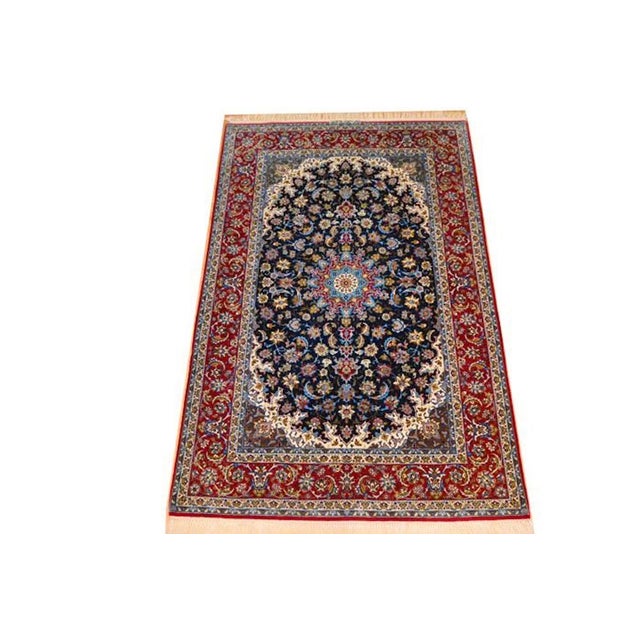 Isfahan Rug with Silk, 1940s For Sale - Image 3 of 18